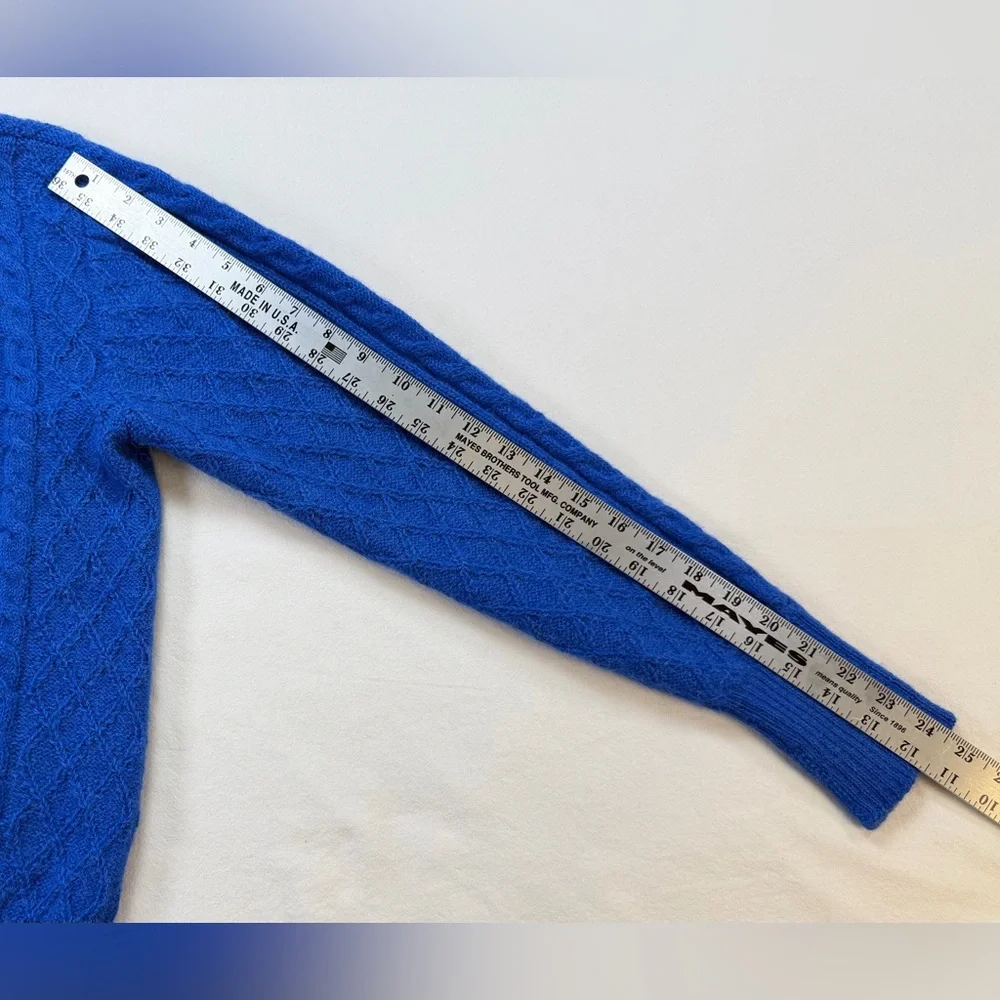Peruvian Connection 100% Alpaca Cable Knit Cardigan Sweater - Blue Size Small - Picture 11 of 13